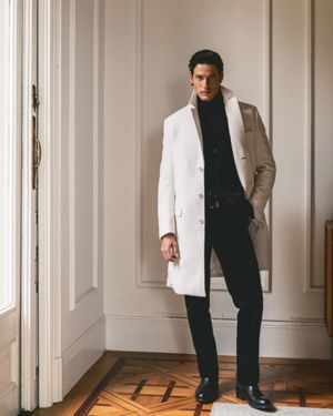 Black and white overcoat mens online