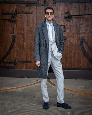 Light Grey Suit with Charcoal Overcoat