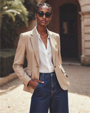 beige blazer coat
