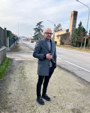 Grey Wool Overcoat with Turtleneck Base Layer