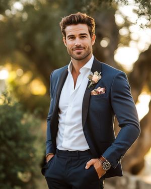 navy-suit-white-shirt-floral-boutonniere