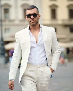 Cream Linen Suit with White Shirt