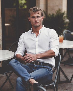 White Button-Down Shirt with Blue Jeans