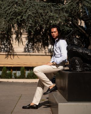 light-blue-shirt-cream-linen-trousers