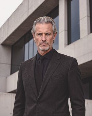 Dark Gray Suit with Black Dress Shirt and Tie 