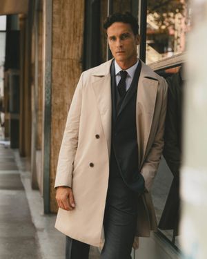 Grey Suit with Waistcoat and Polka-Dot Tie