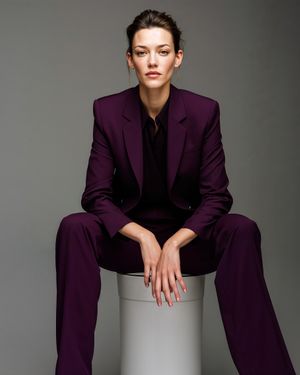 Purple Power Suit with Shirt and Pant Co-ord Set main image 1