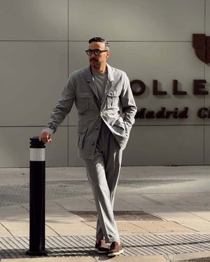 Light Grey Safari Jacket with Relaxed Trousers