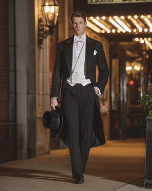 Opera Black Tailcoat with Striped Trousers