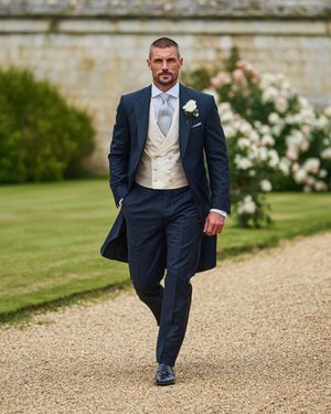Navy Morning Coat with Ivory Double-Breasted Waistcoat