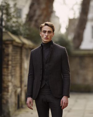 Wool Three-Piece Suit with Turtleneck