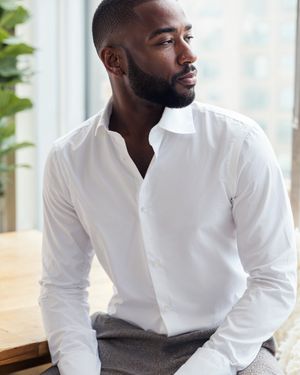 white-dress-shirt-grey-trousers