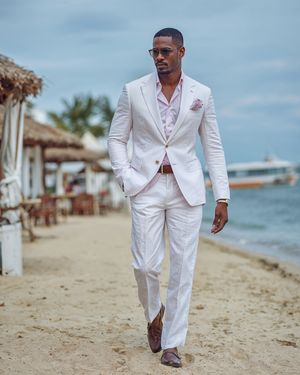 White Suit with Pale Pink Shirt