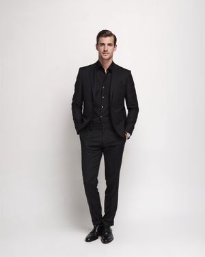 Black Evening Suit with Black Shirt
