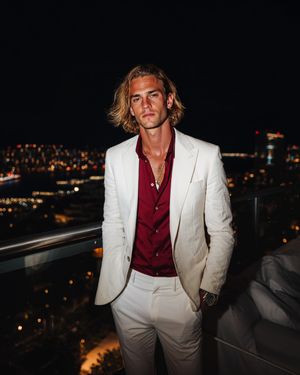 White Suit with Red Shirt