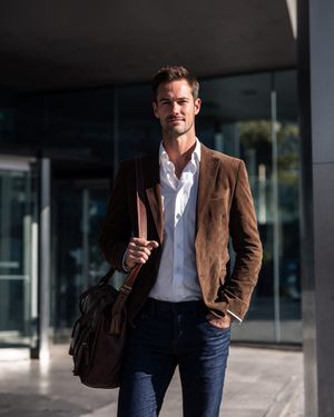 Brown Suede Blazer with Jeans