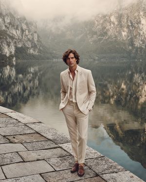 Beige Linen Suit for the Summer
