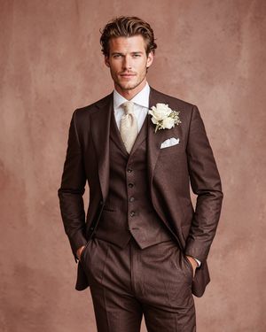 Brown Three-Piece Wedding Suit