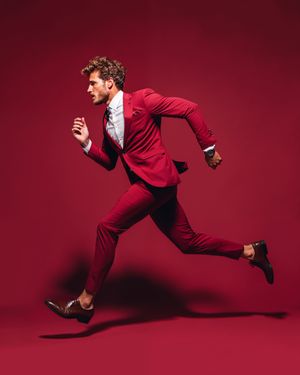 Red Party Suit with White Shirt