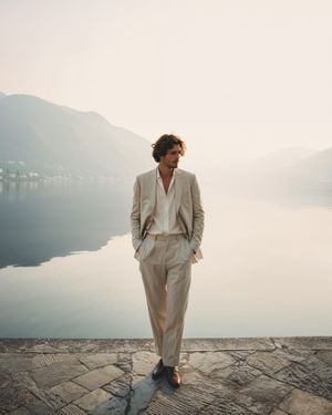 Beige Linen Summer Suit 