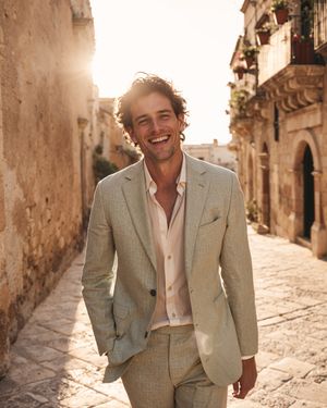 Light Beige Linen Suit for City Walks