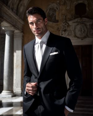 Black Suit with White Tie for Formal Events