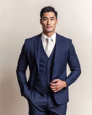 Navy Three-Piece Suit for Formal Events