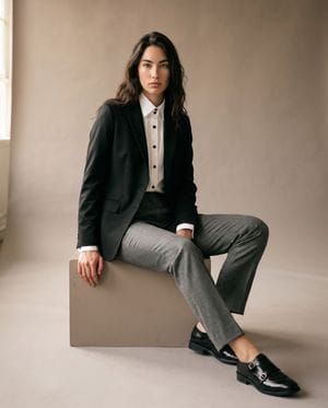 black dress shirt grey pants Women's Business Casual Attire & Work Clothing Duplicate_Color