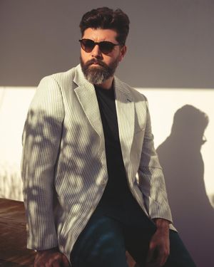 Striped Blazer with Jeans