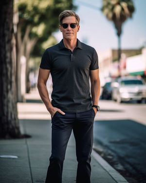 Charcoal Polo Shirt with Navy Chinos
