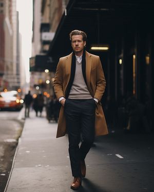 Alpaca Coat with Navy Chinos