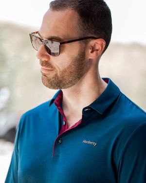 Long sleeve polo shirt with chino pants