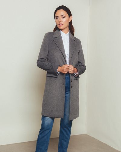 Grey Wool Chesterfield Coat with White Shirt
