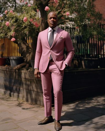 Pink Linen Suit with Light Pink Shirt | Hockerty