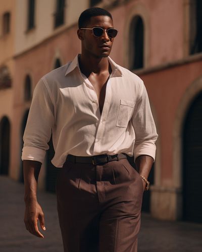 Shirt with Linen Trousers Pirate Look 