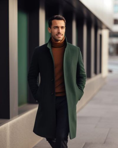 Green Long Coat for Fall