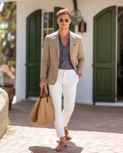 Linen Jacket and Chinos Sunny Day Outfit