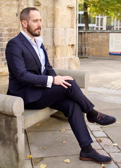 Navy Blue Suit with Black Formal Shoes