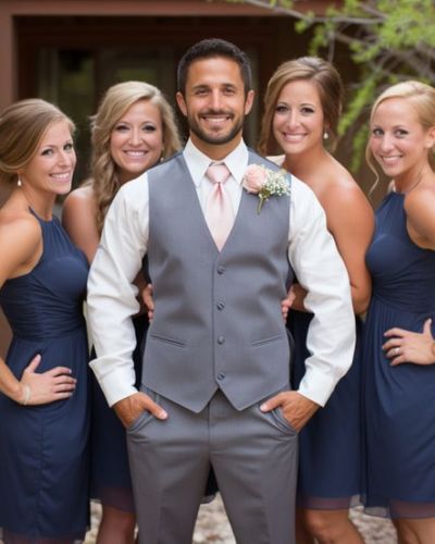 Gray Dress Waistcoat Outfit for Groom
