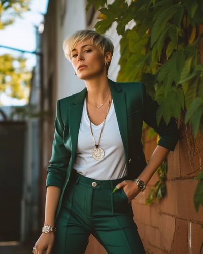 Green Pant Suit with T-Shirt