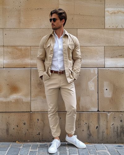 Beige Pants Outfits for Men