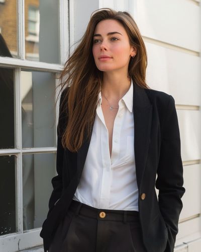 Black Suit with White Contrast Shirt