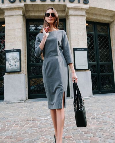 Elegant business outfit in sheath dress