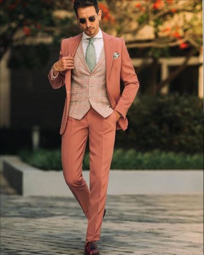 Light Purple Male Suits For Wedding Prom Party Wear Men's Blazer Trouser  Set Custom Two Pieces Jacket+Pants Trajes De Hombre