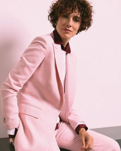 Light Pink Tweed Pant Suit