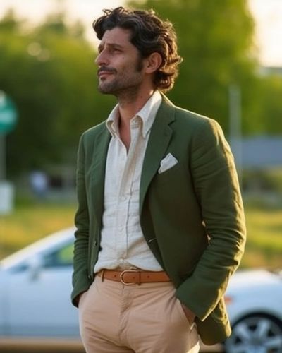 Hunter Green Jacket with Chinos