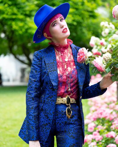 Royal Blue Floral Suit