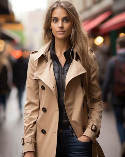 Beige Trench Coat with Jeans
