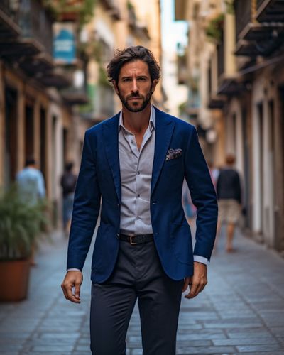 Double-Breasted Navy Blue Suit | Hockerty