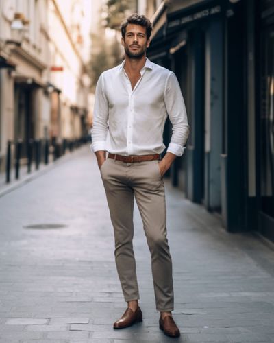Beige Pants with White Shoes Outfits For Men (1200+ ideas & outfits) |  Lookastic